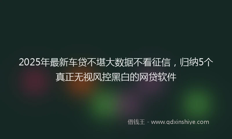 2025年最新车贷不堪大数据不看征信，归纳5个真正无视风控黑白的网贷软件