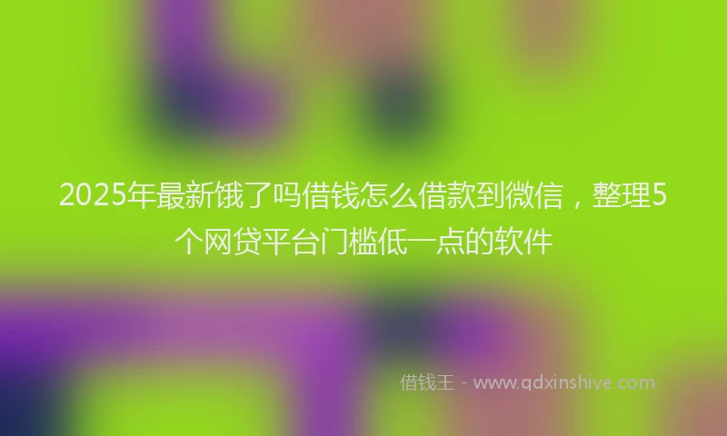 2025年最新饿了吗借钱怎么借款到微信，整理5个网贷平台门槛低一点的软件