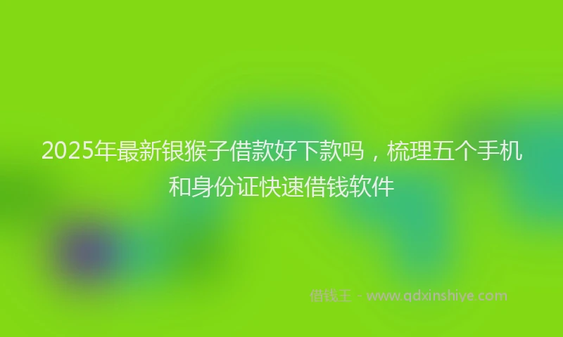 2025年最新银猴子借款好下款吗，梳理五个手机和身份证快速借钱软件