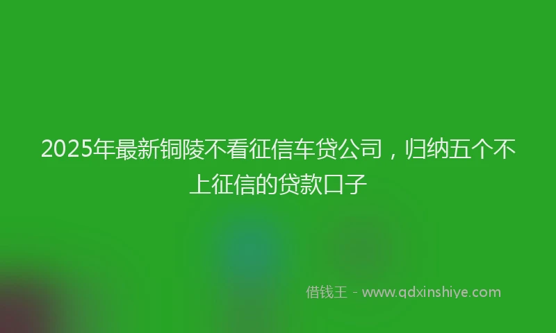 2025年最新铜陵不看征信车贷公司，归纳五个不上征信的贷款口子