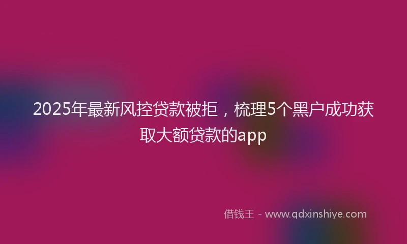 2025年最新风控贷款被拒，梳理5个黑户成功获取大额贷款的app