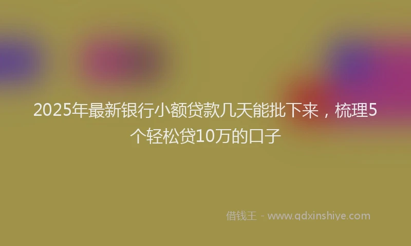 2025年最新银行小额贷款几天能批下来，梳理5个轻松贷10万的口子