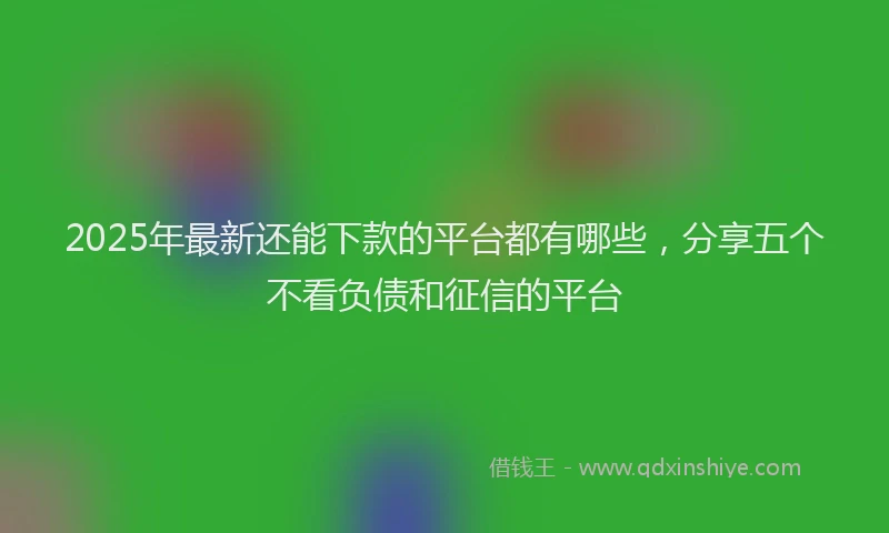 2025年最新还能下款的平台都有哪些，分享五个不看负债和征信的平台