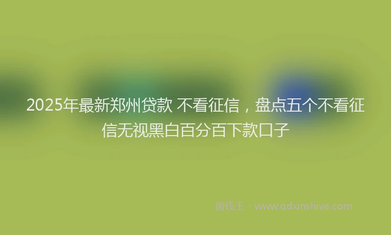 2025年最新郑州贷款 不看征信，盘点五个不看征信无视黑白百分百下款口子