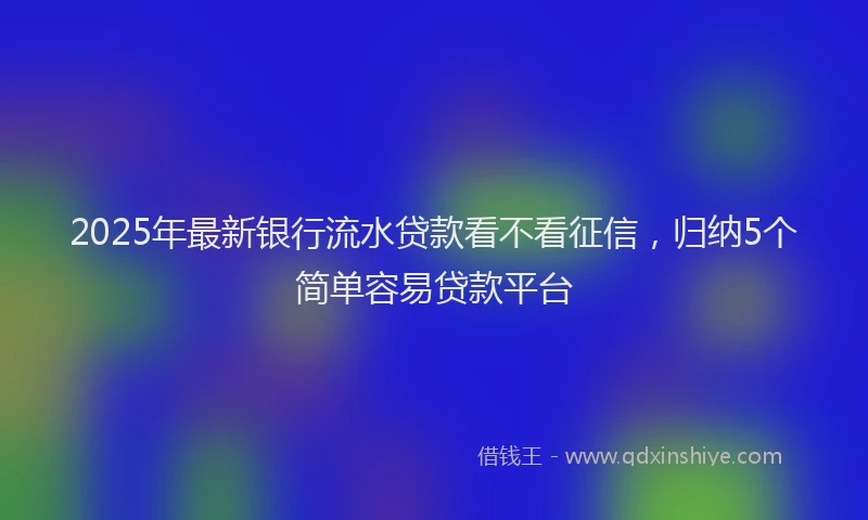 2025年最新银行流水贷款看不看征信，归纳5个简单容易贷款平台
