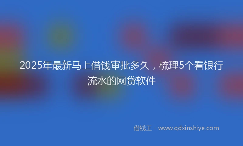 2025年最新马上借钱审批多久，梳理5个看银行流水的网贷软件