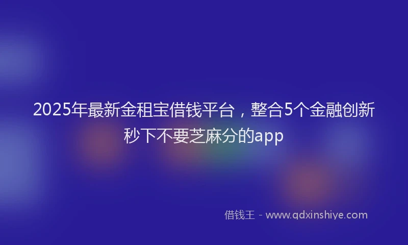 2025年最新金租宝借钱平台，整合5个金融创新秒下不要芝麻分的app