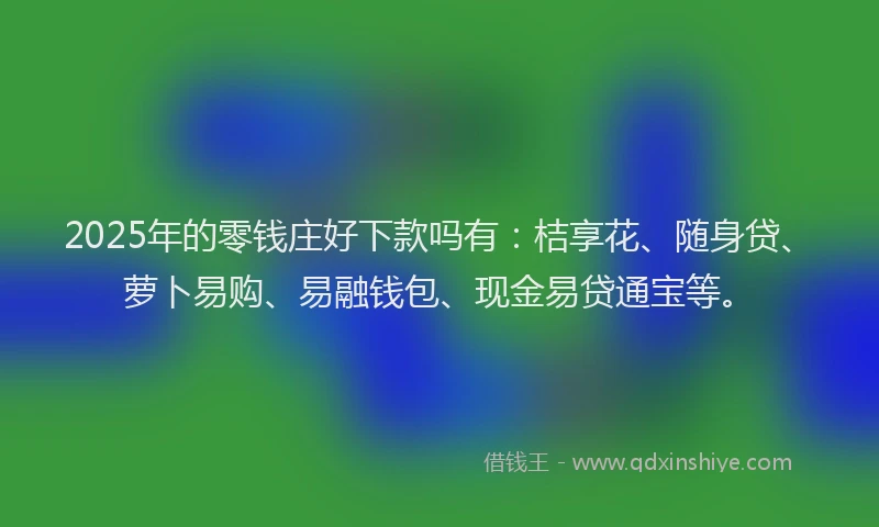2025年的零钱庄好下款吗有：桔享花、随身贷、萝卜易购、易融钱包、现金易贷通宝等。