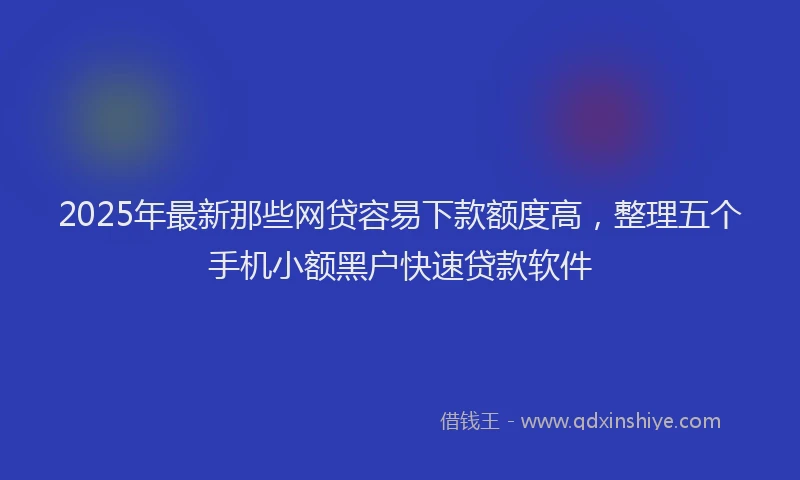 2025年最新那些网贷容易下款额度高，整理五个手机小额黑户快速贷款软件