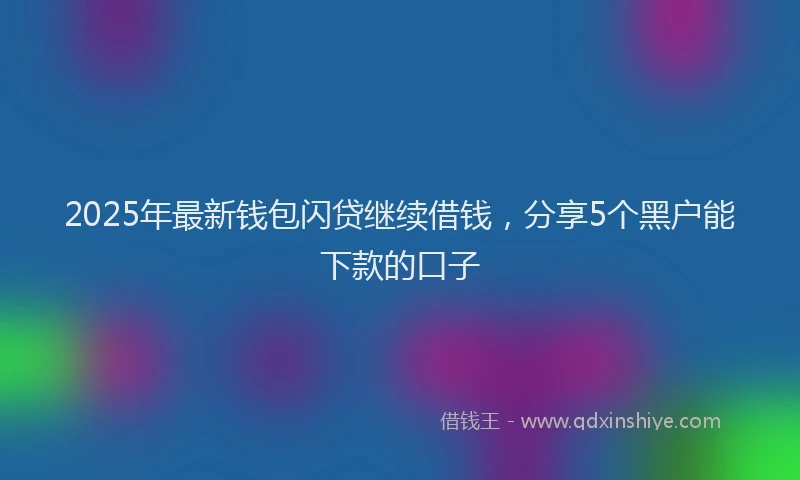 2025年最新钱包闪贷继续借钱，分享5个黑户能下款的口子