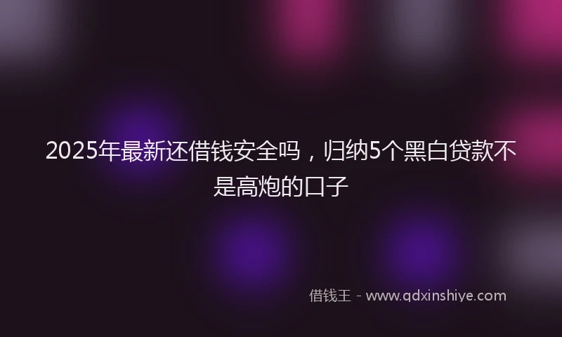 2025年最新还借钱安全吗，归纳5个黑白贷款不是高炮的口子