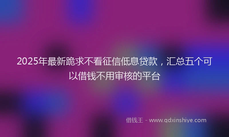 2025年最新跪求不看征信低息贷款，汇总五个可以借钱不用审核的平台