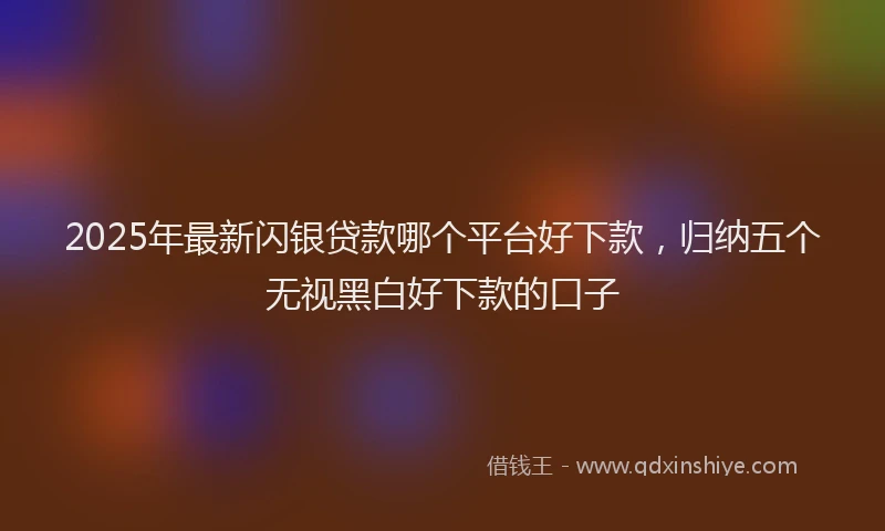 2025年最新闪银贷款哪个平台好下款，归纳五个无视黑白好下款的口子