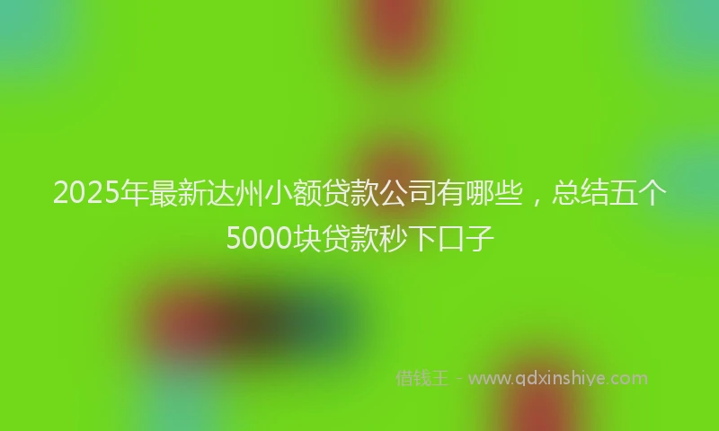2025年最新达州小额贷款公司有哪些，总结五个5000块贷款秒下口子
