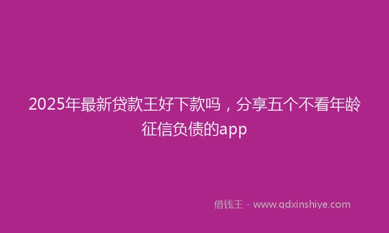 2025年最新贷款王好下款吗，分享五个不看年龄征信负债的app