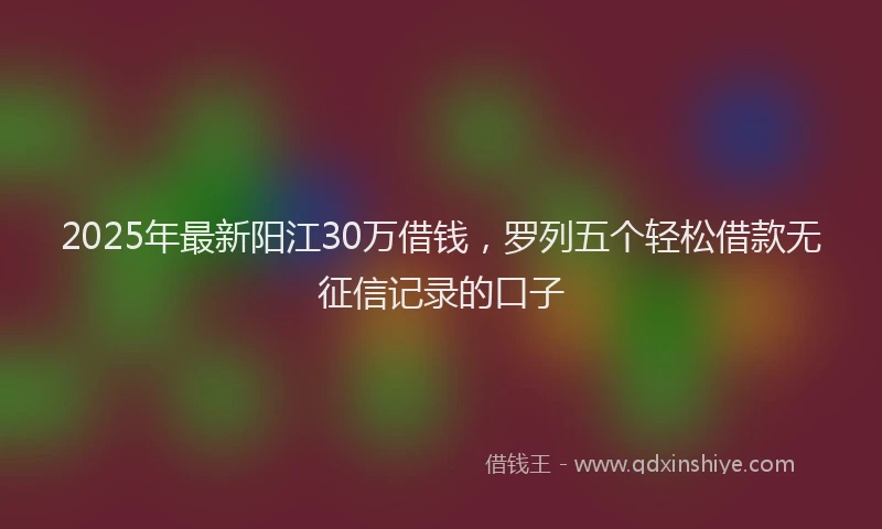 2025年最新阳江30万借钱，罗列五个轻松借款无征信记录的口子