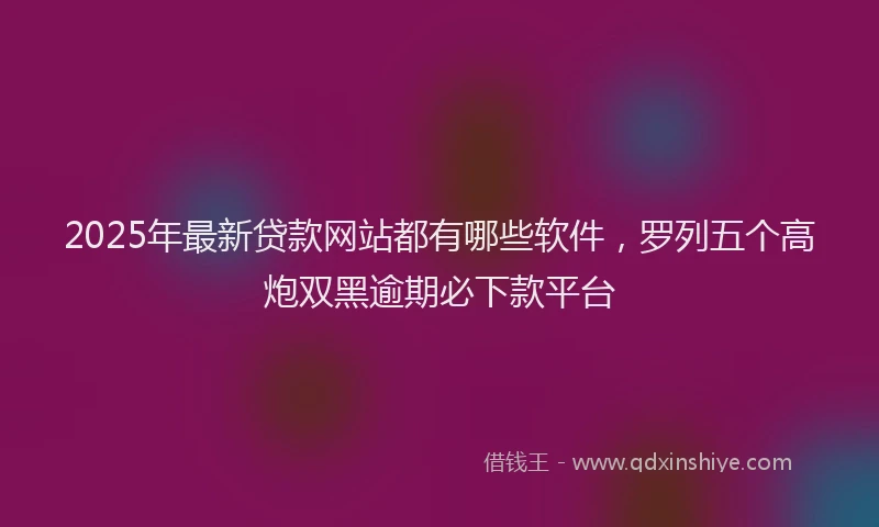 2025年最新贷款网站都有哪些软件，罗列五个高炮双黑逾期必下款平台