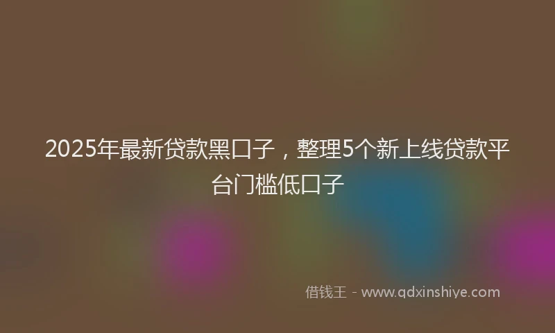 2025年最新贷款黑口子，整理5个新上线贷款平台门槛低口子