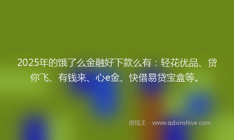 2025年的饿了么金融好下款么有：轻花优品、贷你飞、有钱来、心e金、快借易贷宝盒等。