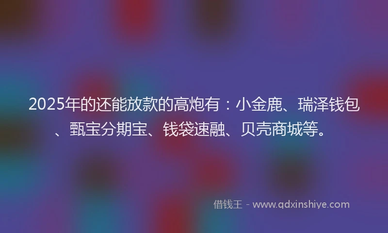 2025年的还能放款的高炮有：小金鹿、瑞泽钱包、甄宝分期宝、钱袋速融、贝壳商城等。