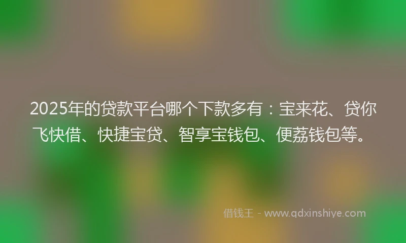 2025年的贷款平台哪个下款多有：宝来花、贷你飞快借、快捷宝贷、智享宝钱包、便荔钱包等。