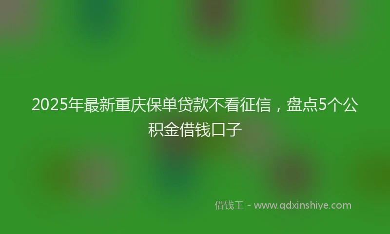 2025年最新重庆保单贷款不看征信，盘点5个公积金借钱口子