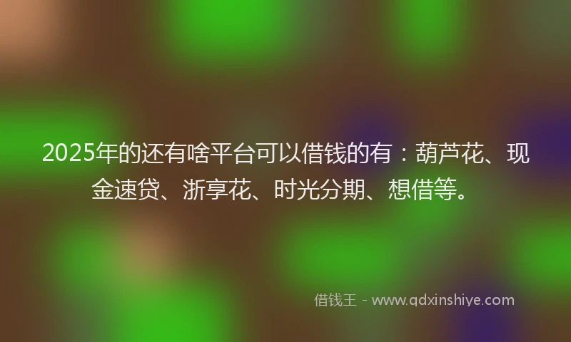 2025年的还有啥平台可以借钱的有：葫芦花、现金速贷、浙享花、时光分期、想借等。