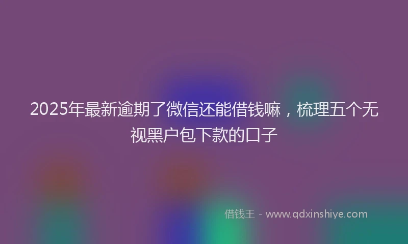 2025年最新逾期了微信还能借钱嘛，梳理五个无视黑户包下款的口子