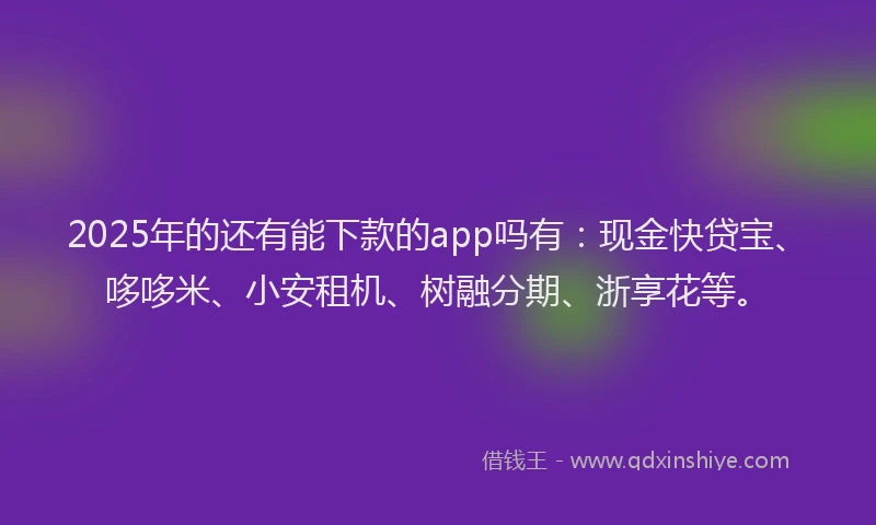 2025年的还有能下款的app吗有：现金快贷宝、哆哆米、小安租机、树融分期、浙享花等。
