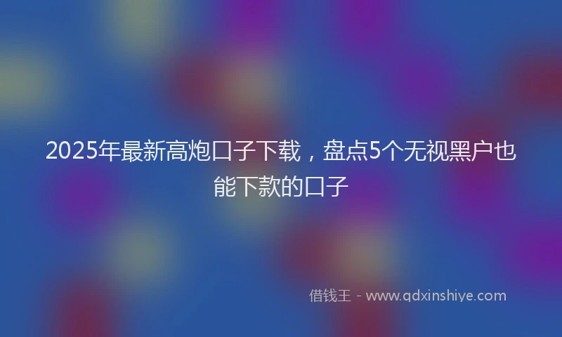 2025年最新高炮口子下载，盘点5个无视黑户也能下款的口子