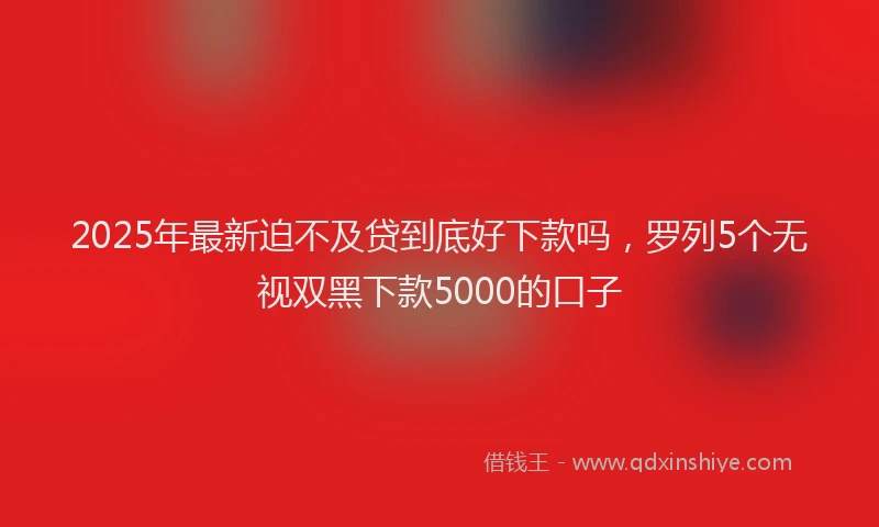 2025年最新迫不及贷到底好下款吗，罗列5个无视双黑下款5000的口子