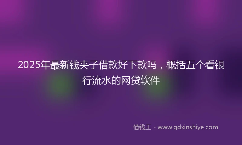 2025年最新钱夹子借款好下款吗，概括五个看银行流水的网贷软件
