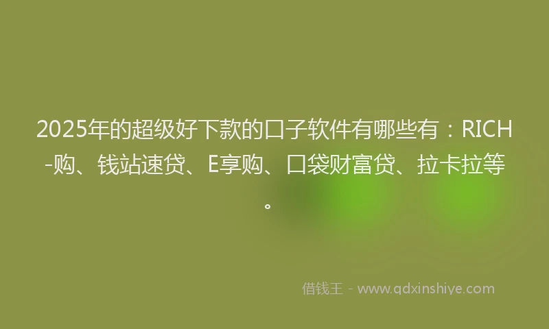 2025年的超级好下款的口子软件有哪些有：RICH-购、钱站速贷、E享购、口袋财富贷、拉卡拉等。