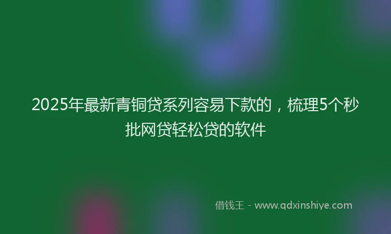 2025年最新青铜贷系列容易下款的，梳理5个秒批网贷轻松贷的软件