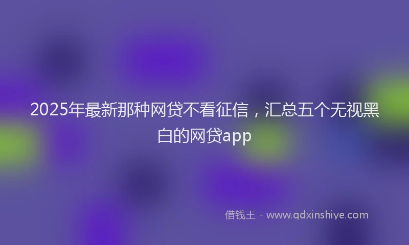 2025年最新那种网贷不看征信，汇总五个无视黑白的网贷app