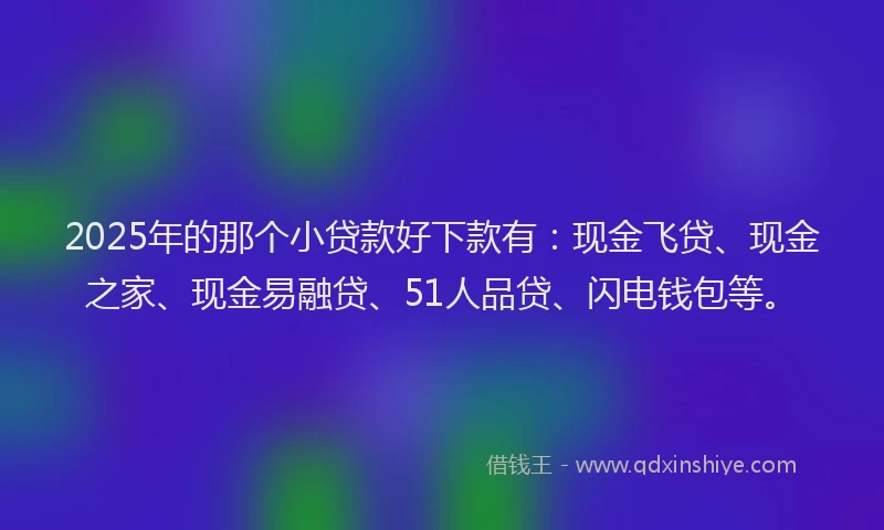 2025年的那个小贷款好下款有：现金飞贷、现金之家、现金易融贷、51人品贷、闪电钱包等。
