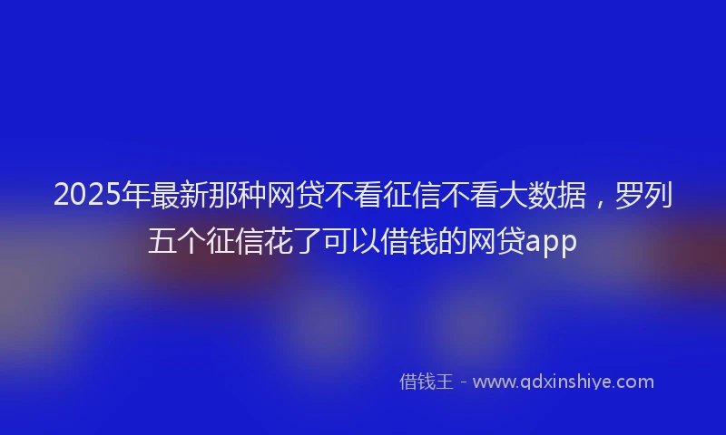 2025年最新那种网贷不看征信不看大数据，罗列五个征信花了可以借钱的网贷app
