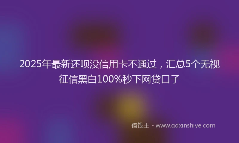 2025年最新还呗没信用卡不通过，汇总5个无视征信黑白100%秒下网贷口子