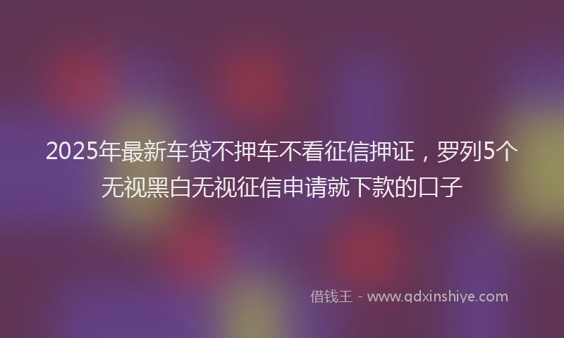2025年最新车贷不押车不看征信押证，罗列5个无视黑白无视征信申请就下款的口子