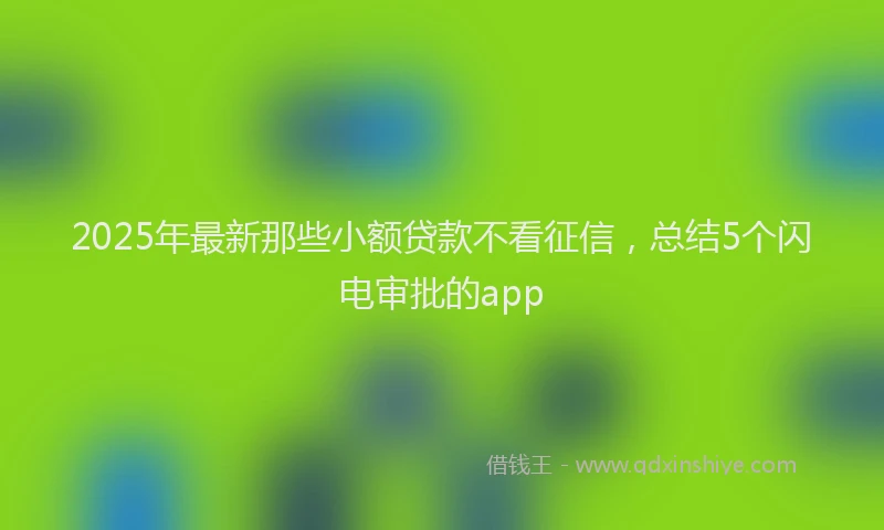 2025年最新那些小额贷款不看征信，总结5个闪电审批的app