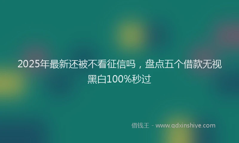 2025年最新还被不看征信吗，盘点五个借款无视黑白100%秒过
