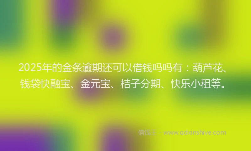 2025年的金条逾期还可以借钱吗吗有：葫芦花、钱袋快融宝、金元宝、桔子分期、快乐小租等。