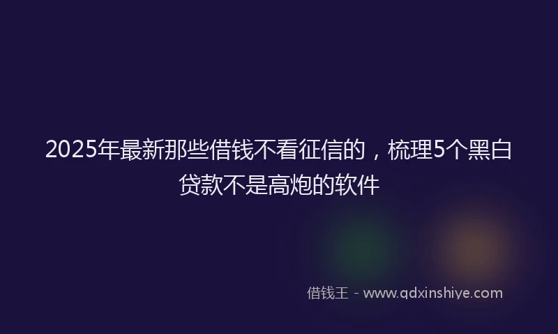 2025年最新那些借钱不看征信的，梳理5个黑白贷款不是高炮的软件