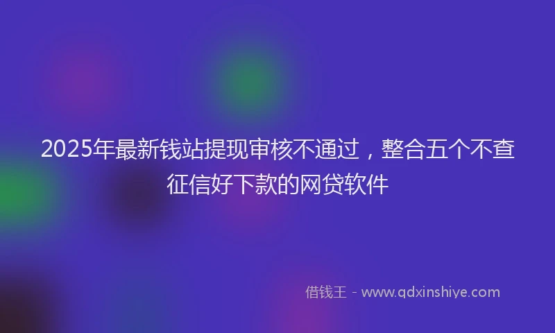 2025年最新钱站提现审核不通过，整合五个不查征信好下款的网贷软件