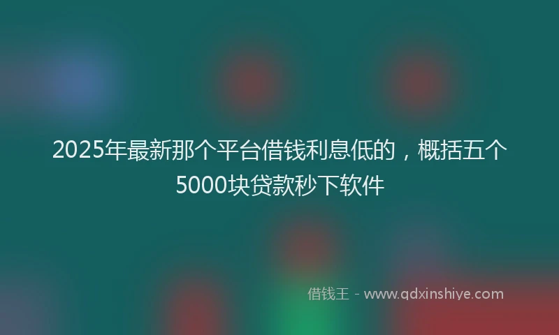 2025年最新那个平台借钱利息低的，概括五个5000块贷款秒下软件
