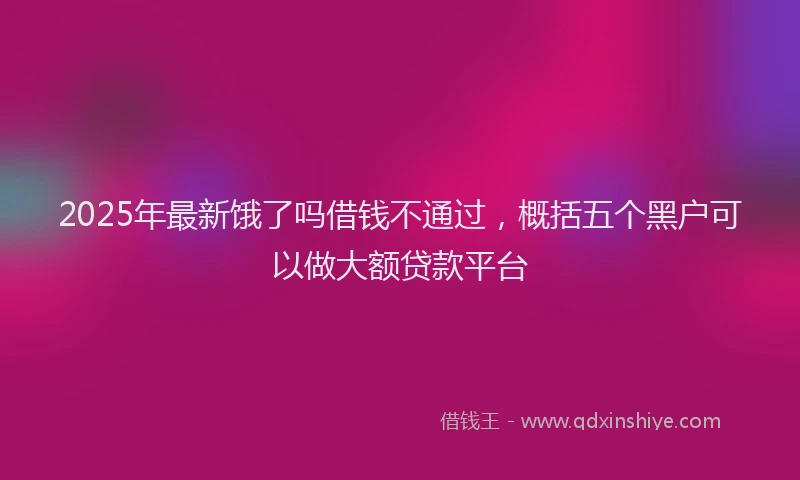 2025年最新饿了吗借钱不通过，概括五个黑户可以做大额贷款平台