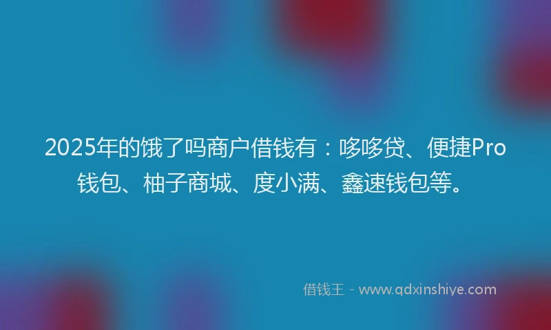 2025年的饿了吗商户借钱有：哆哆贷、便捷Pro钱包、柚子商城、度小满、鑫速钱包等。
