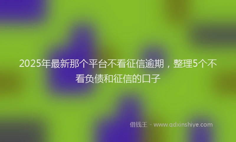 2025年最新那个平台不看征信逾期，整理5个不看负债和征信的口子