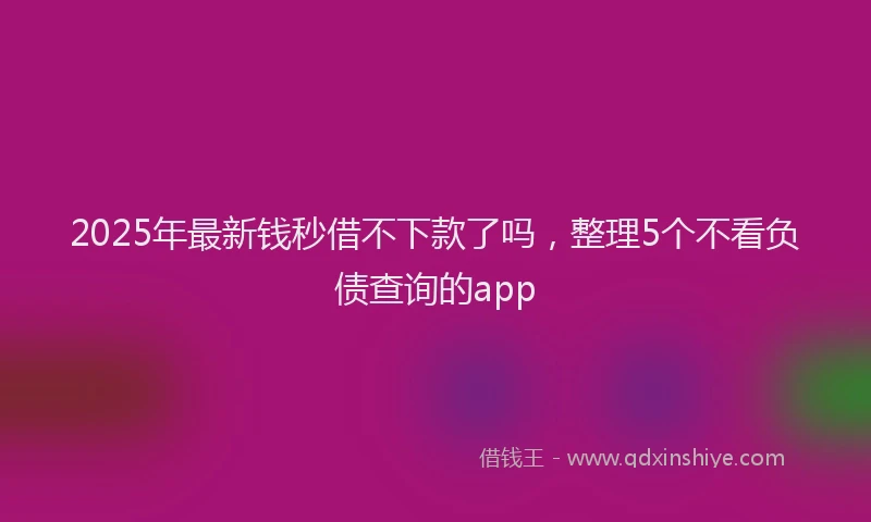 2025年最新钱秒借不下款了吗，整理5个不看负债查询的app