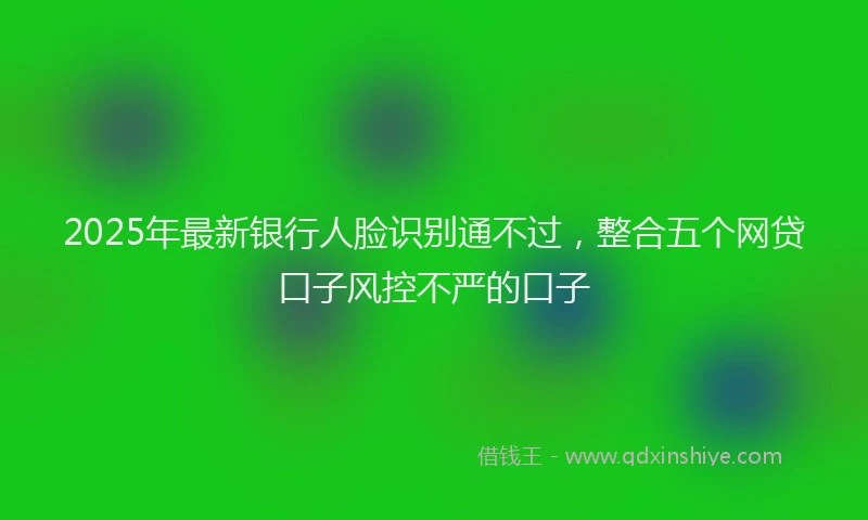 2025年最新银行人脸识别通不过，整合五个网贷口子风控不严的口子
